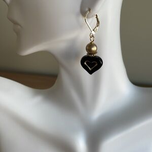 HAND CRAFTED BLACK HEARTS PIERCED EARRINGS